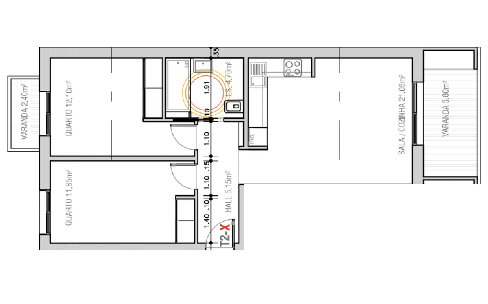 Apartamento T2 - 5º Andar