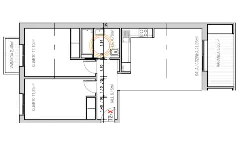 Apartamento T2 - 5º Andar