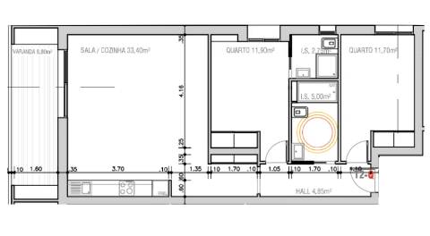 Apartamento T2 - 4º Andar