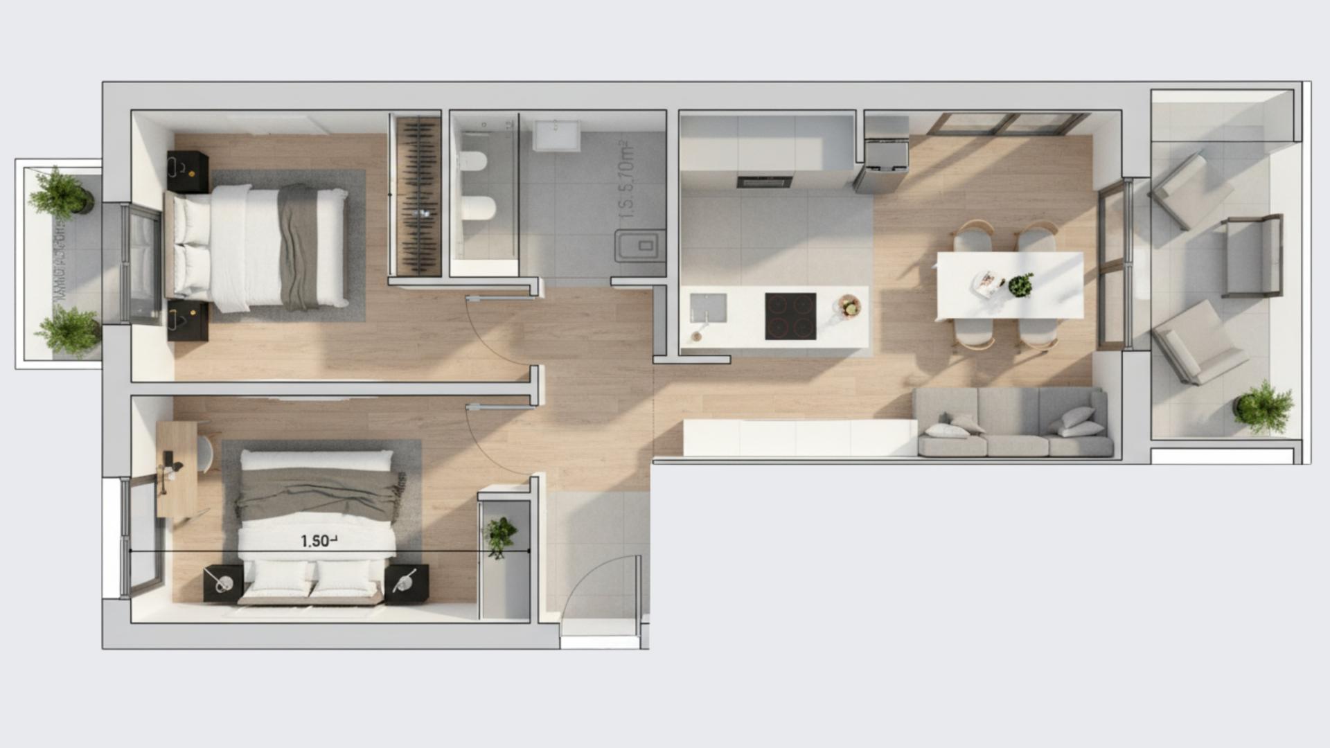 Apartamento T2 - 2º Andar