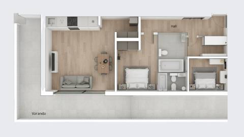 Apartamento T2 - 4º Andar