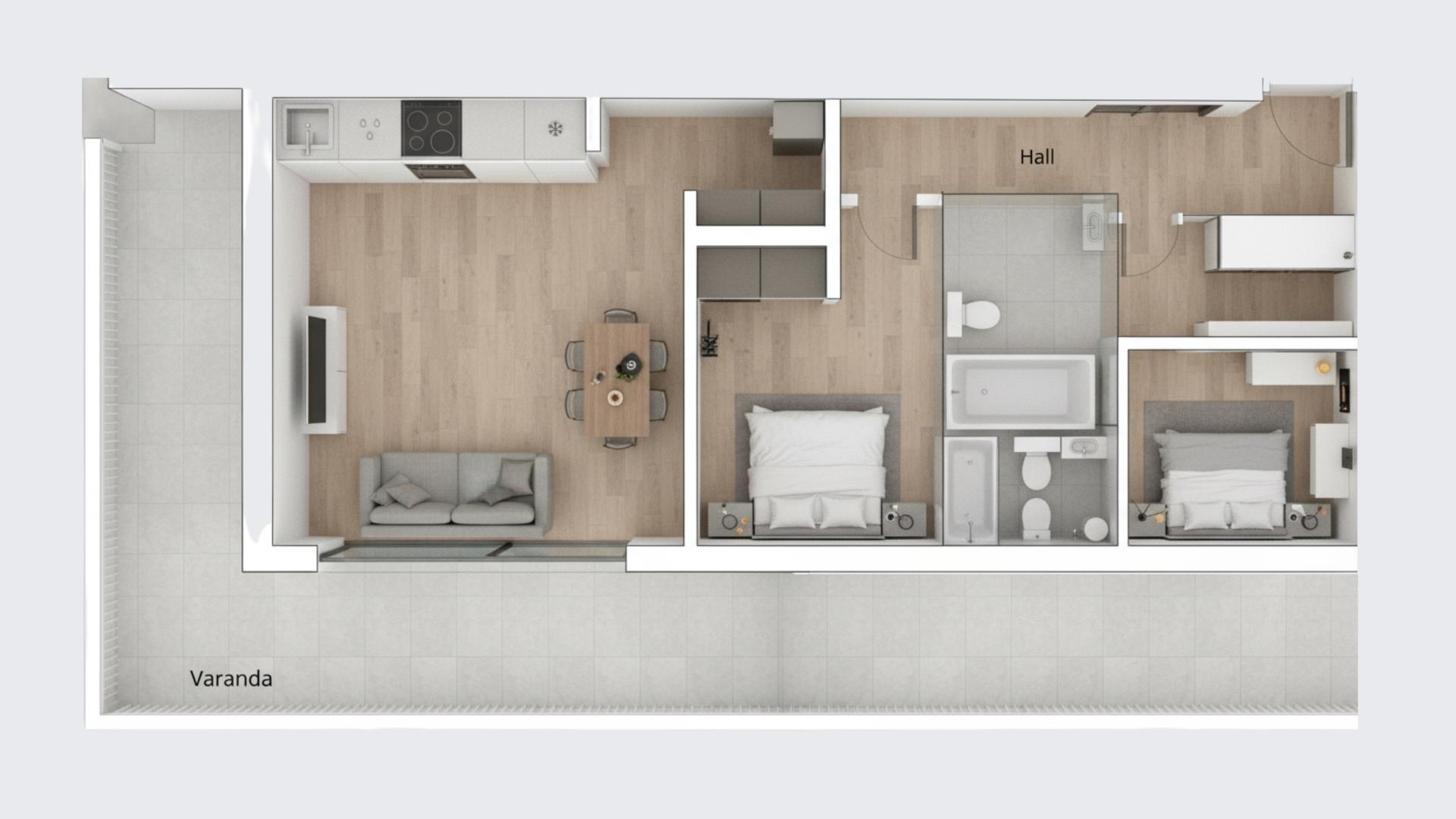 Apartamento T2 - 5º Andar