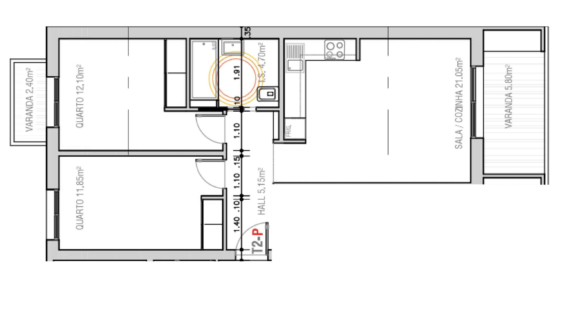 Apartamento T2 - 3º Andar
