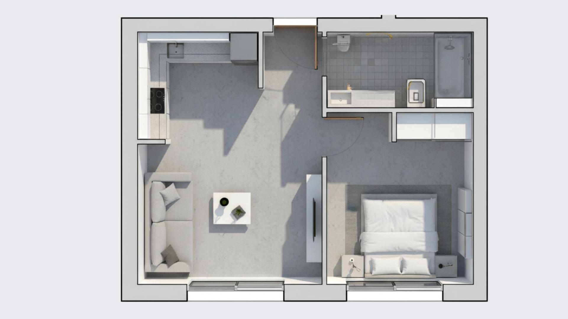 T1 em Projeto no Rés do Chão - Edifício Sudoeste