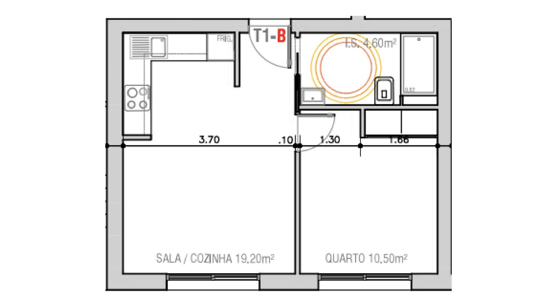 T1 em Projeto no Rés do Chão - Edifício Sudoeste
