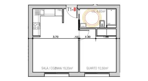 T1 em Projeto no Rés do Chão - Edifício Sudoeste