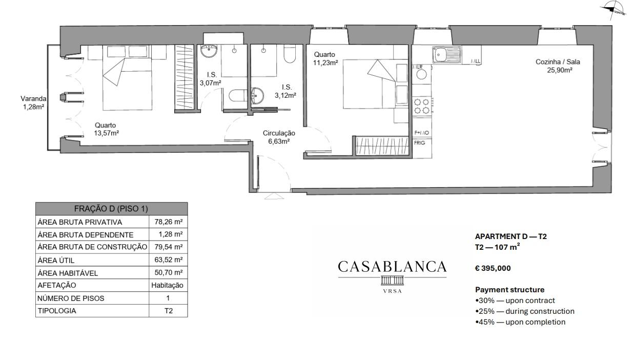 Apartamento T2 na 2.ª Linha do Rio Guadiana em Vila Real de Santo António