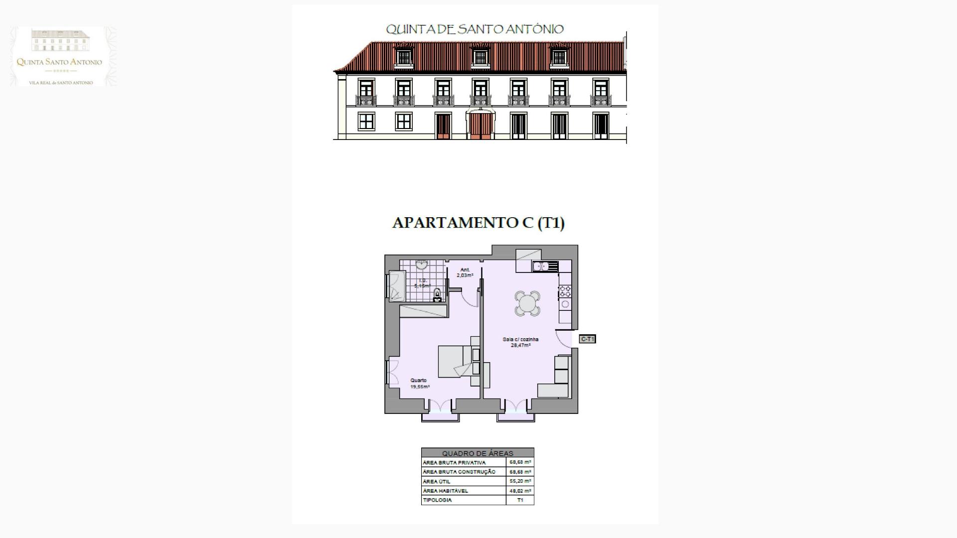 Apartamento T1 à venda em Edifício Pombalino