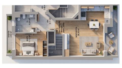 Duplex T1+2 Novo com Terraço Privativo | Casas de Alcaria, Altura