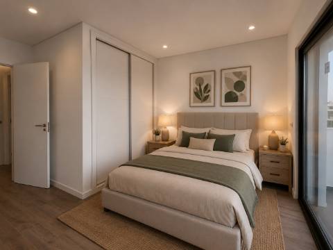 Apartamento T1 em Olhão, com terraço privativo e piscina.