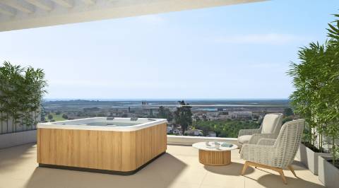 Espetacular apartamento T2, top floor, com um maravilhoso terraço privado 64,54 m2 e uma fabulosa vista mar.