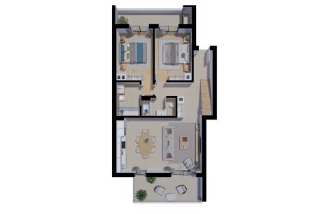 Espetacular apartamento T2, top floor, com um maravilhoso terraço privado 64,54 m2 e uma fabulosa vista mar.