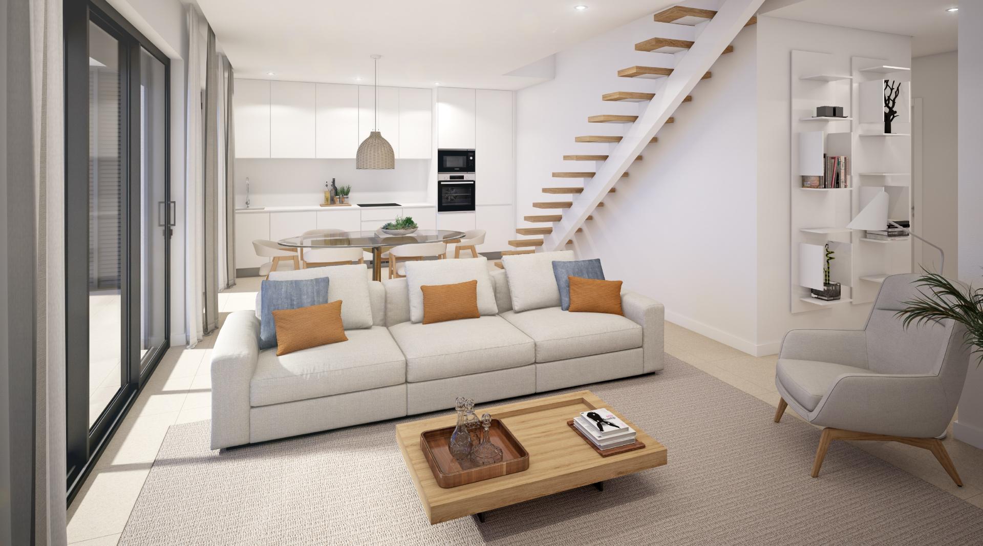 Espetacular apartamento T2, top floor, com um maravilhoso terraço privado 63,29 m2 e uma fabulosa vista mar.