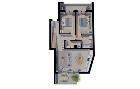 Espetacular apartamento T2, top floor, com um maravilhoso terraço privado 63,29 m2 e uma fabulosa vista mar.