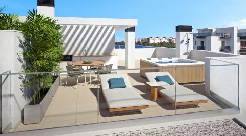 Espetacular apartamento T2, top floor, com um maravilhoso terraço privado com 58 m2 e uma fabulosa vista mar.