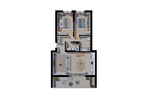 Espetacular apartamento T2, top floor, com um maravilhoso terraço privado com 58 m2 e uma fabulosa vista mar.