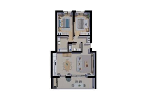 Espetacular apartamento T2, top floor, com um maravilhoso terraço privado com 57.60m2 e uma fabulosa vista mar.