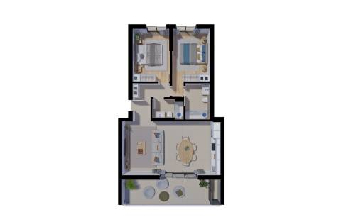 Apartamento T2, de 1.º andar, com varanda e muita luminosidade num empreendimento com piscina em Tavira