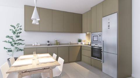 Moradia T2 com terraço e garagem.