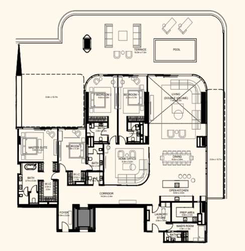 Apartamento T4 com Piscina em West Crescent Dubai
