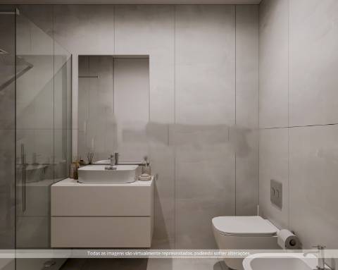 Apartamento T3 novo, com dois terraços e estacionamento.