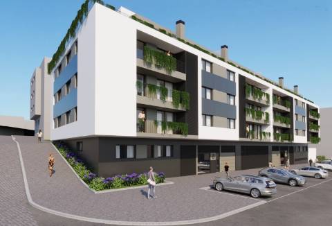 Apartamento T3 novo, com dois terraços e estacionamento.