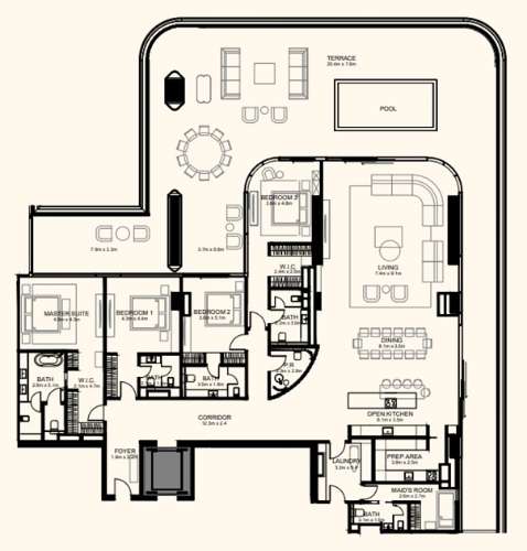 Apartamento T4 com Piscina em West Crescent Dubai