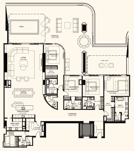 Apartamento T4 com Piscina em West Crescent Dubai