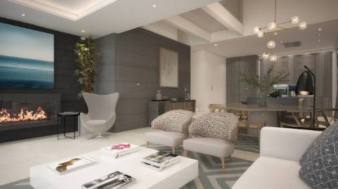 Exclusivo estilo contemporâneo First Line Beach townhouse setting