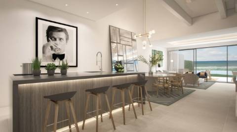 Exclusivo estilo contemporâneo First Line Beach townhouse setting