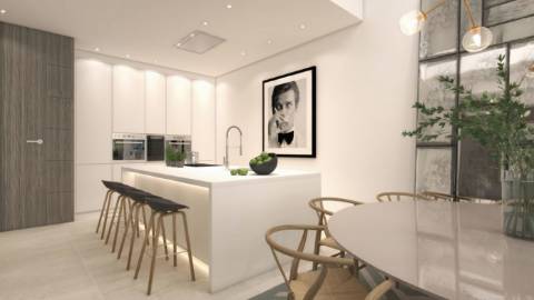 Exclusivo estilo contemporâneo First Line Beach townhouse setting