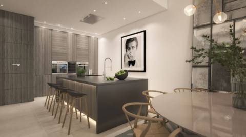 Exclusivo estilo contemporâneo First Line Beach townhouse setting