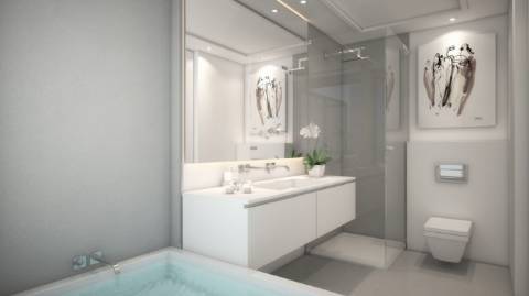 Exclusivo estilo contemporâneo First Line Beach townhouse setting