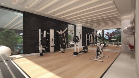 Exclusivo estilo contemporâneo First Line Beach townhouse setting