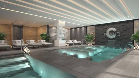 Exclusivo estilo contemporâneo First Line Beach townhouse setting