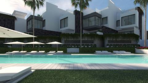Exclusivo estilo contemporâneo First Line Beach townhouse setting