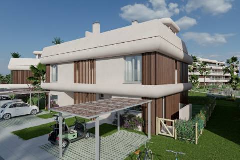 Moradias Geminadas 3 quartos com design moderno inseridos em condomínio com piscina