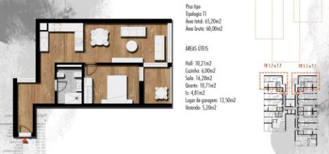 T1 Novo com L. Garagem e Varanda na Asprela