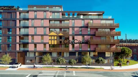 T2 Novo c/ Varanda e Garagem - Edifício c/ Vistas Ria