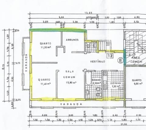 Apartamento t3 em vila real de santo antónio