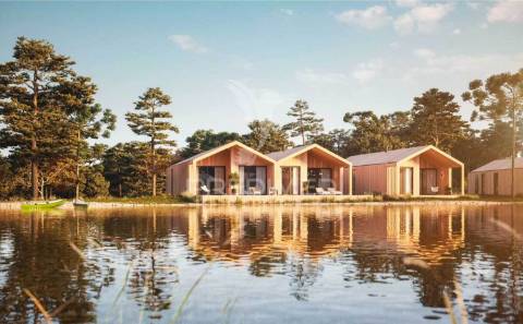 Moradia t2 nova, de madeira, junto à lagoa de óbidos