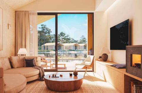 Moradia t2 nova, de madeira, junto à lagoa de óbidos