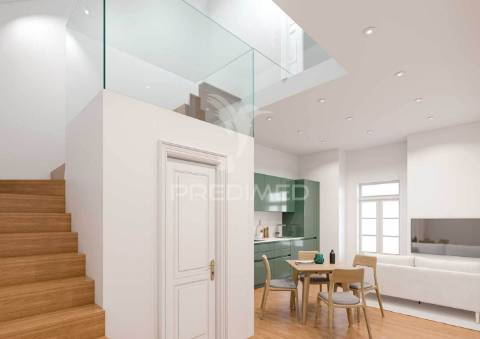 Apartamento t0+2 em edifício pombalino, centro, frente rio