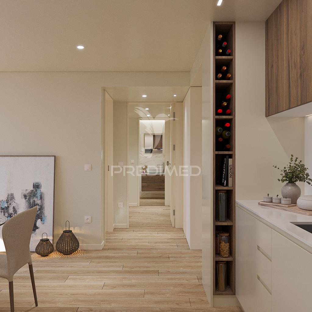 T2,  novo, terraço e lugar de garagem