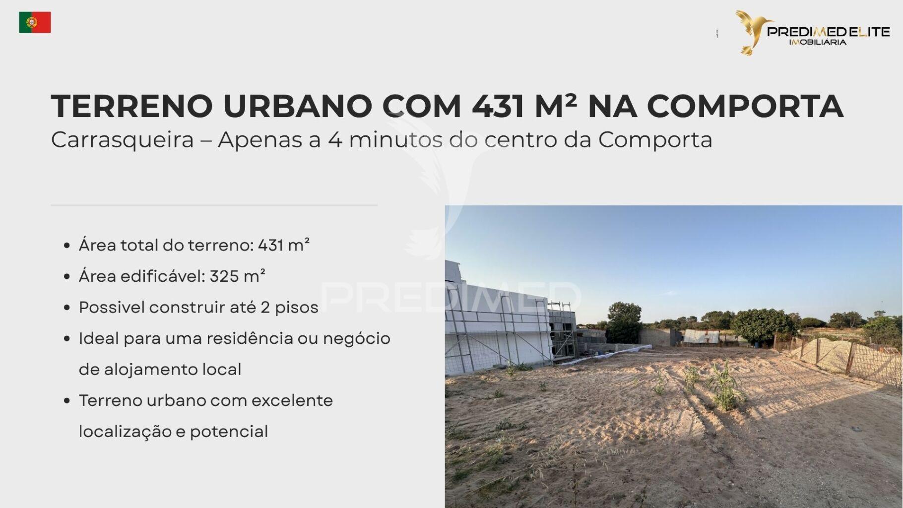 Terreno urbano 431 m² – carrasqueira, comporta