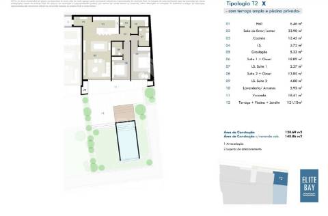 Apartamento t2 com terraço amplo e piscina privada