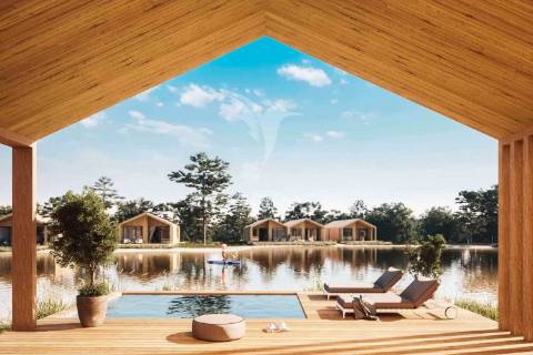 Moradia t1 nova, de madeira, junto à lagoa de óbidos