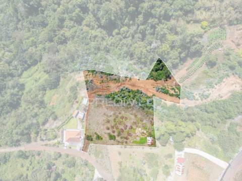 Terreno com palheiro vista mar e montanha no santo da serra