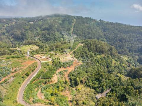 Terreno com palheiro vista mar e montanha no santo da serra
