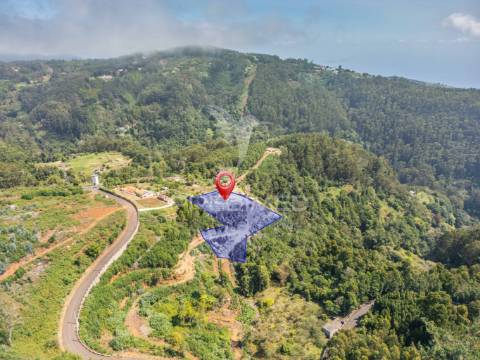 Terreno com palheiro vista mar e montanha no santo da serra